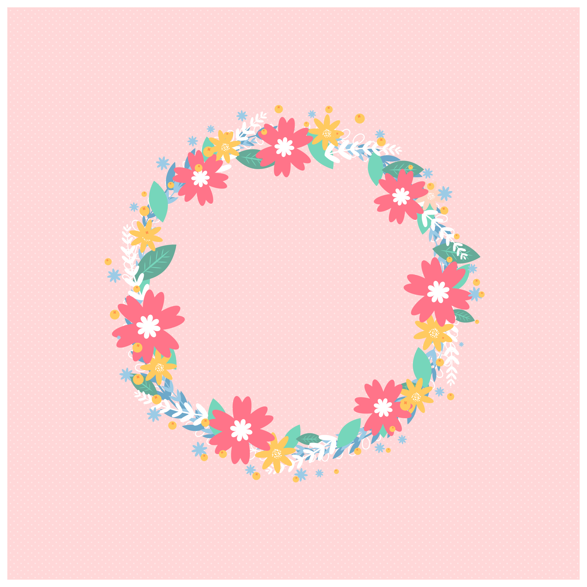 Festive card with floral wreath