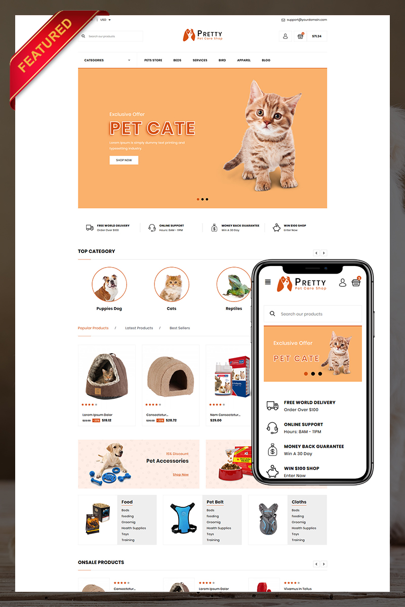 Animals, e-commerce PrestaShop Template
