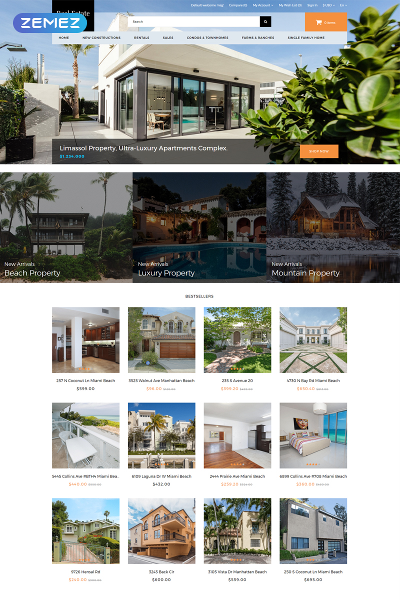 Real estate company, appraiser or mortgage institution, e-commerce OpenCart Template