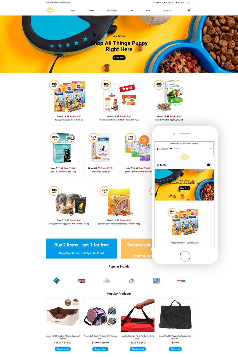 Animals, e-commerce Shopify Template