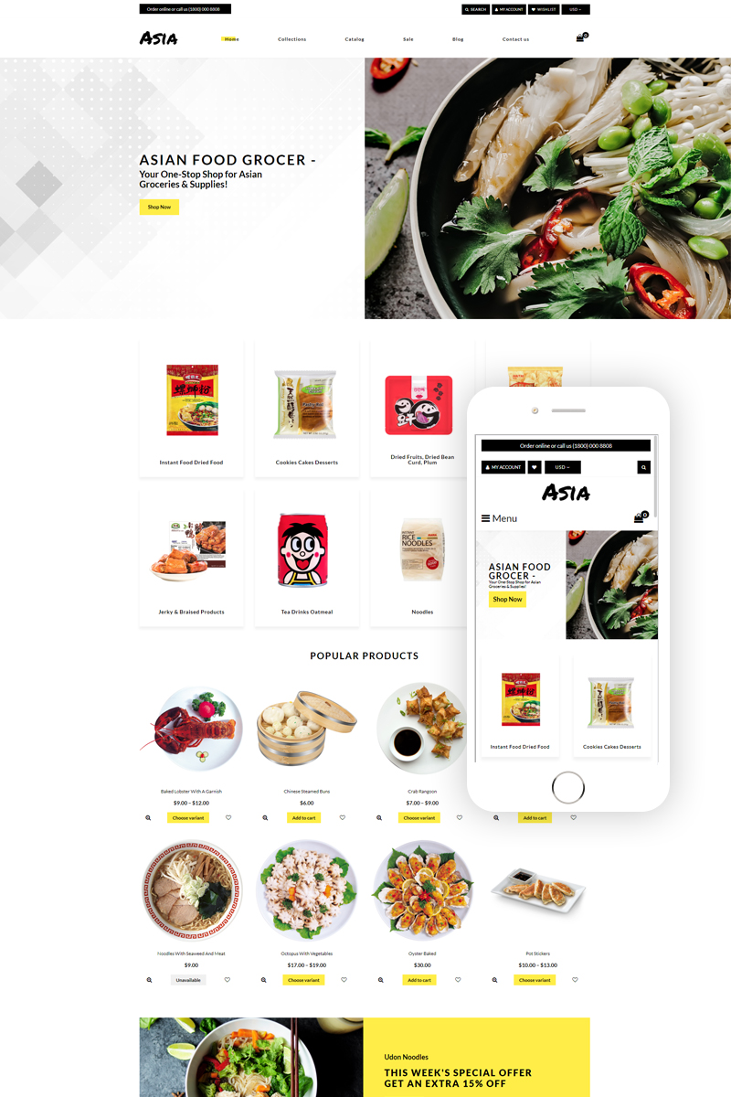 Catering, e-commerce Shopify Template