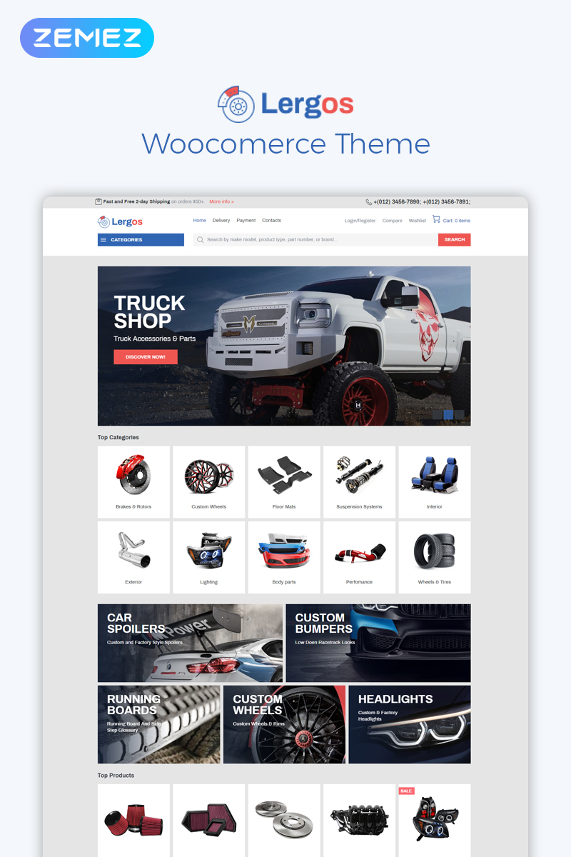 Automotive, e-commerce WooCommerce Template