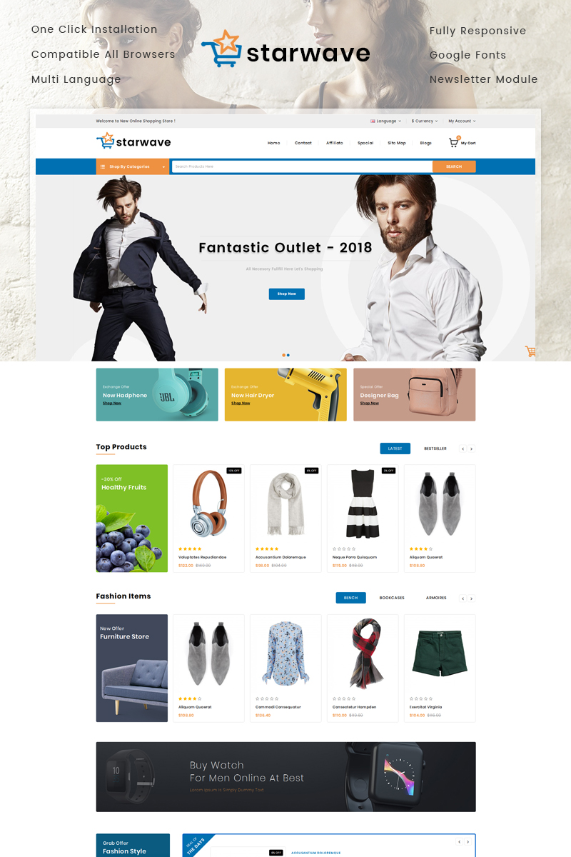 Catering, e-commerce OpenCart Template