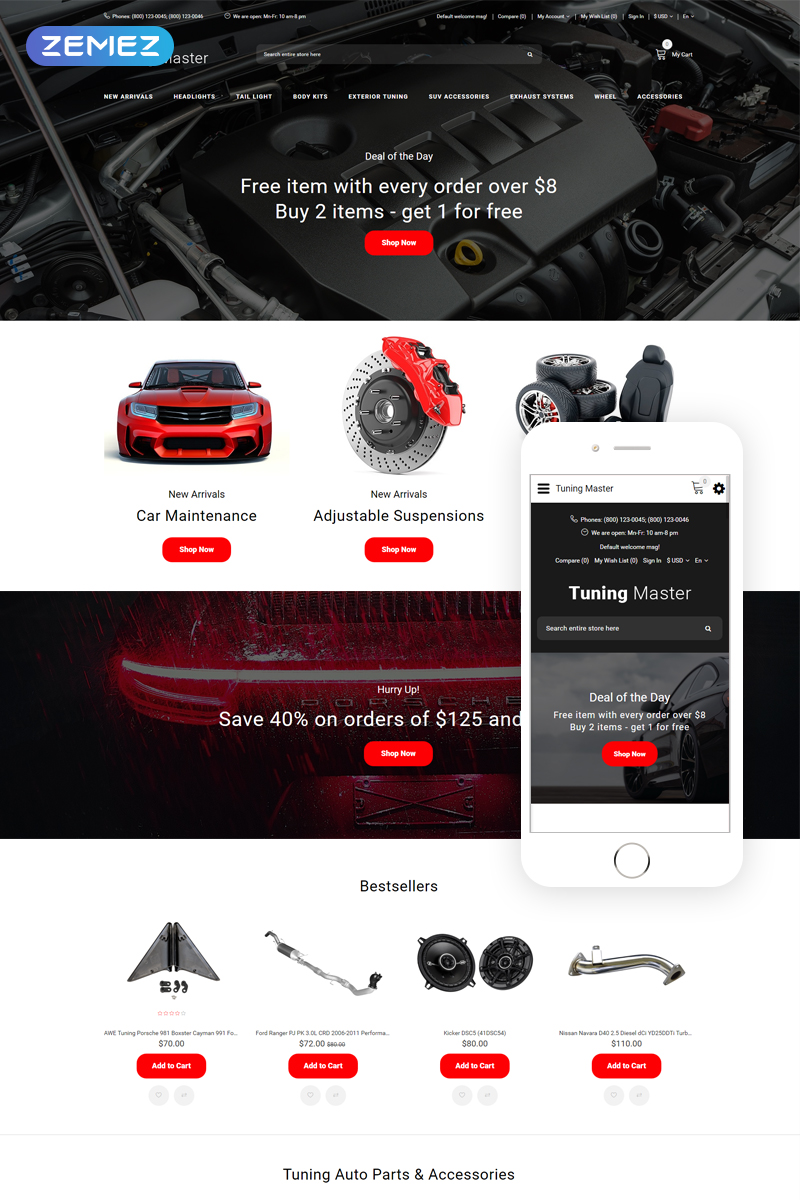Automotive, e-commerce OpenCart Template