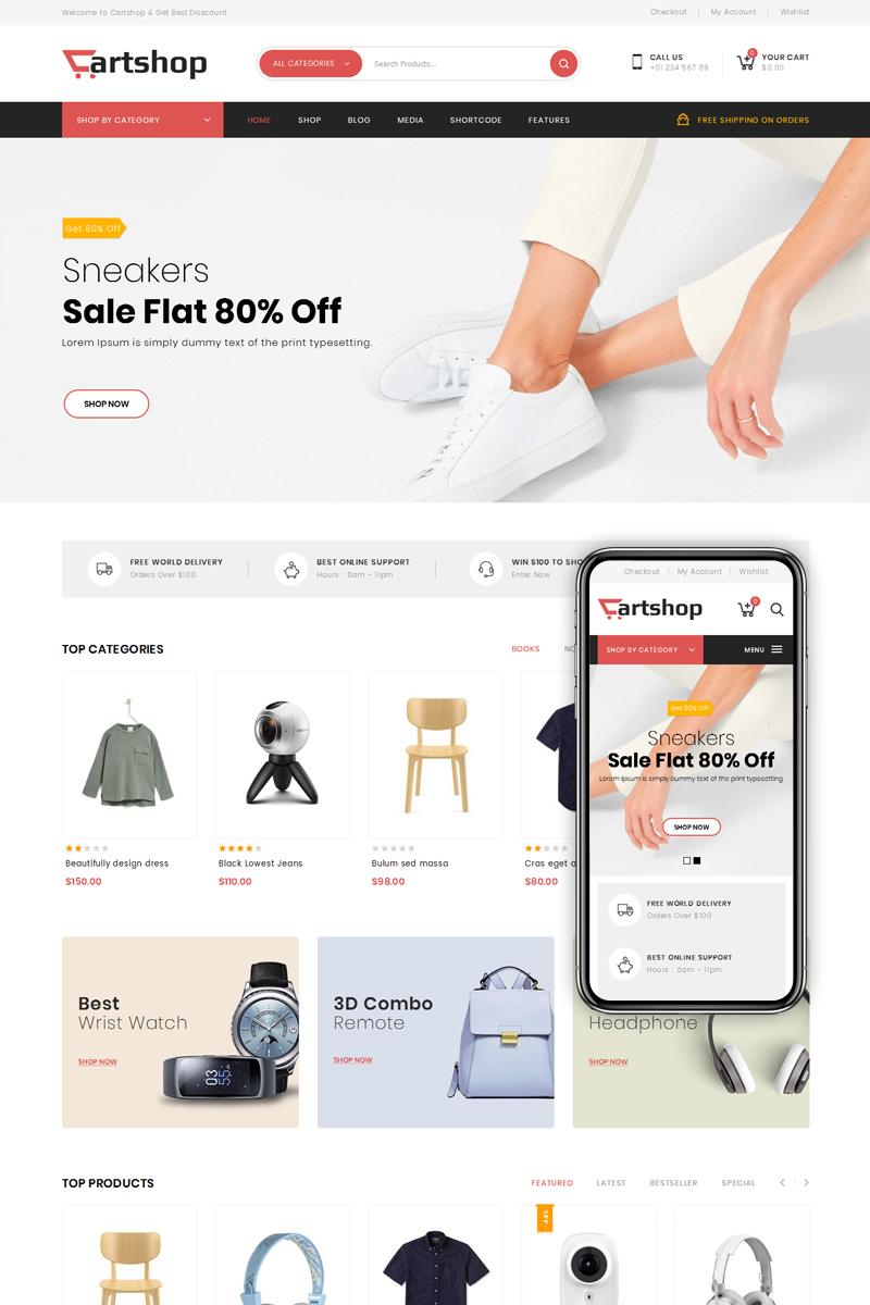 Photography website, e-commerce WooCommerce Template