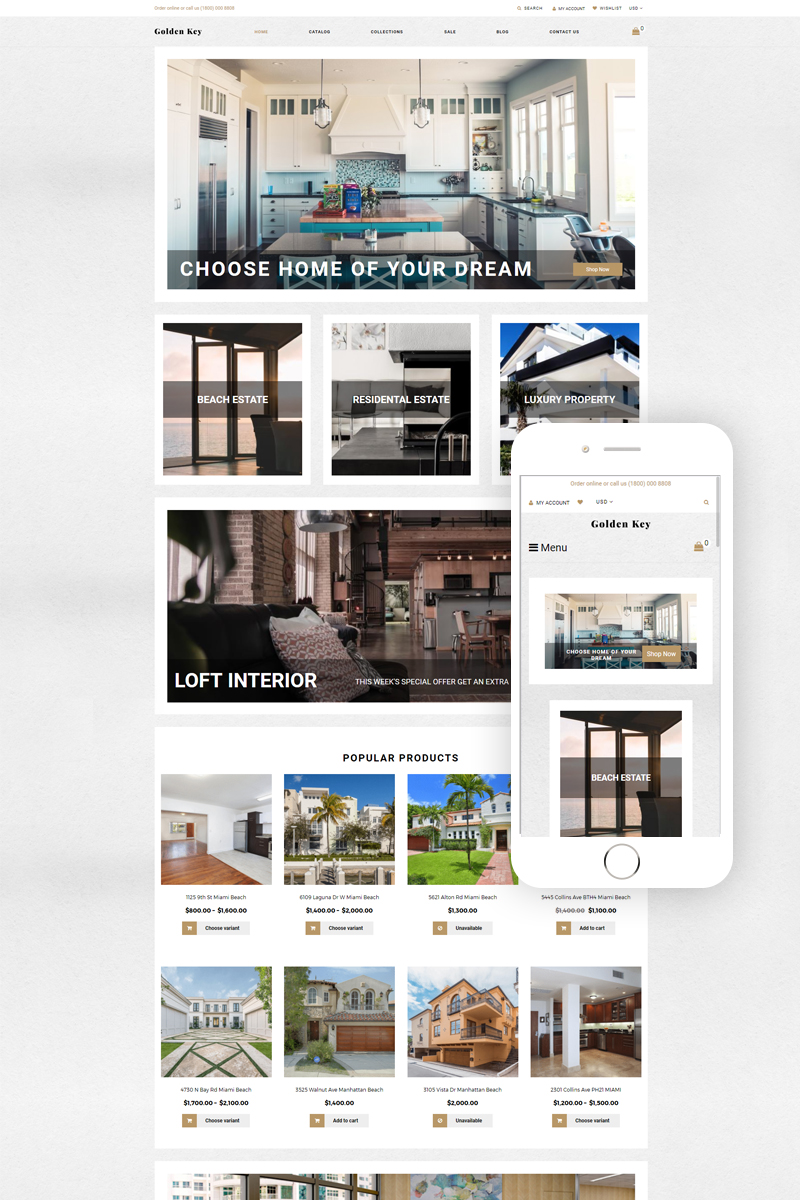 Real estate company, appraiser or mortgage institution, e-commerce Shopify Template