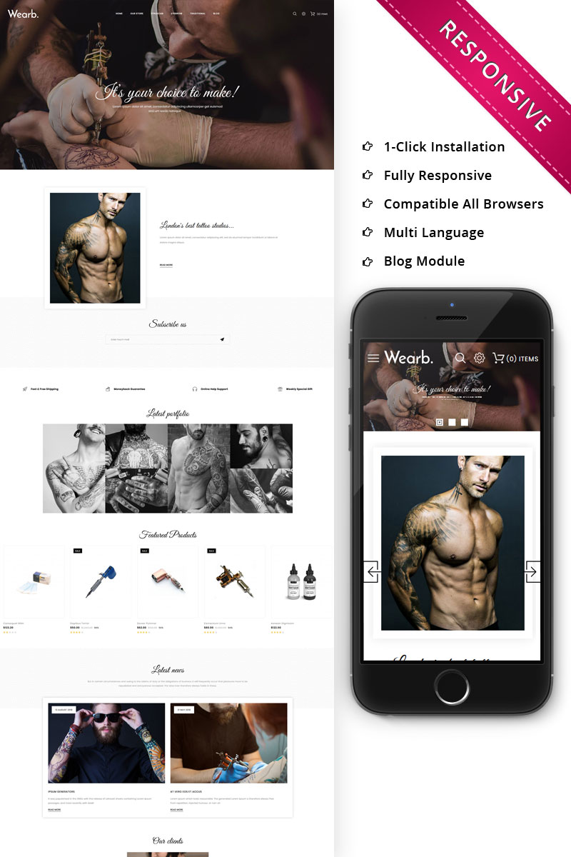 Photography website, e-commerce OpenCart Template