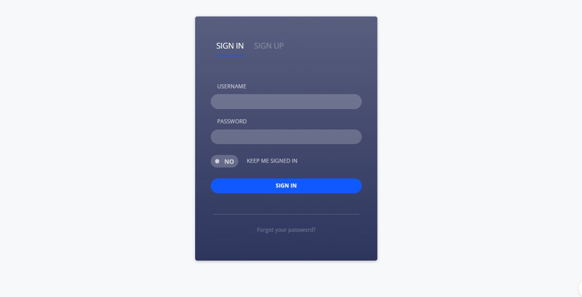 Log in/Sign up screen animation