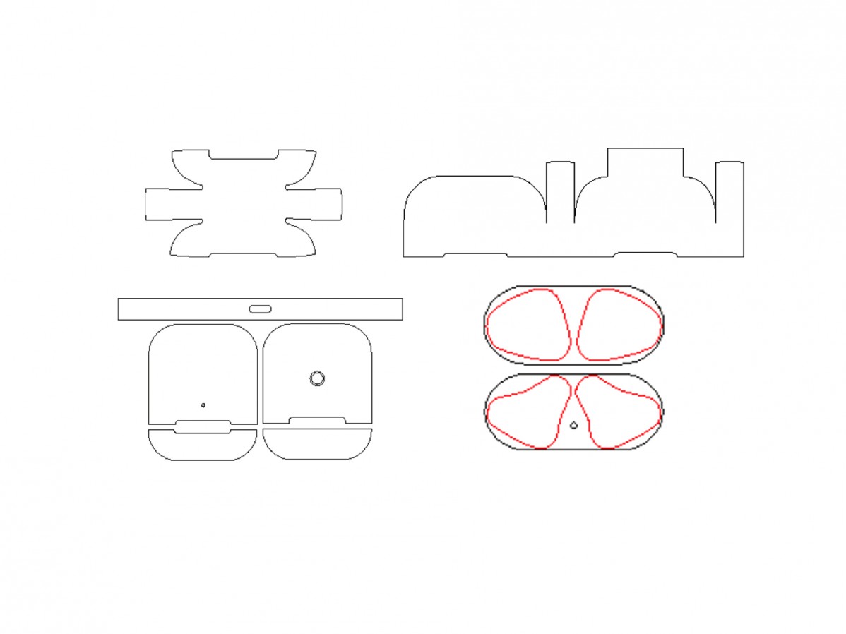 AirPods Pro 1-2-3 Skin Template Vector